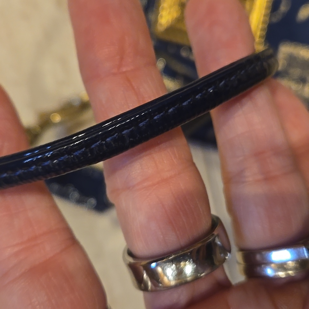 Coach Poppy Denim Dark Blue/Golden Shimmer Zipper Wristlet - Picture 7 of 10